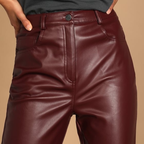 Lulus Hit Your Mark Vegan Leather Straight Leg Pants - Picture 2 of 3